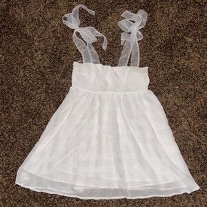 Day + Moon White Baby doll dress Sheer LINED Small S
